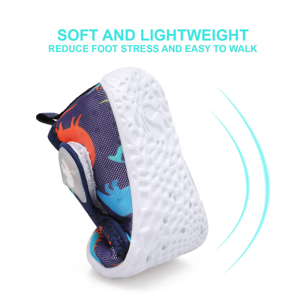 JOINFREE Water Shoes for Kids Boy Girl Water Sneakers Quick Dry Sports Aqua Athletic Sneakers Dark Dinosaur 0-6 Months