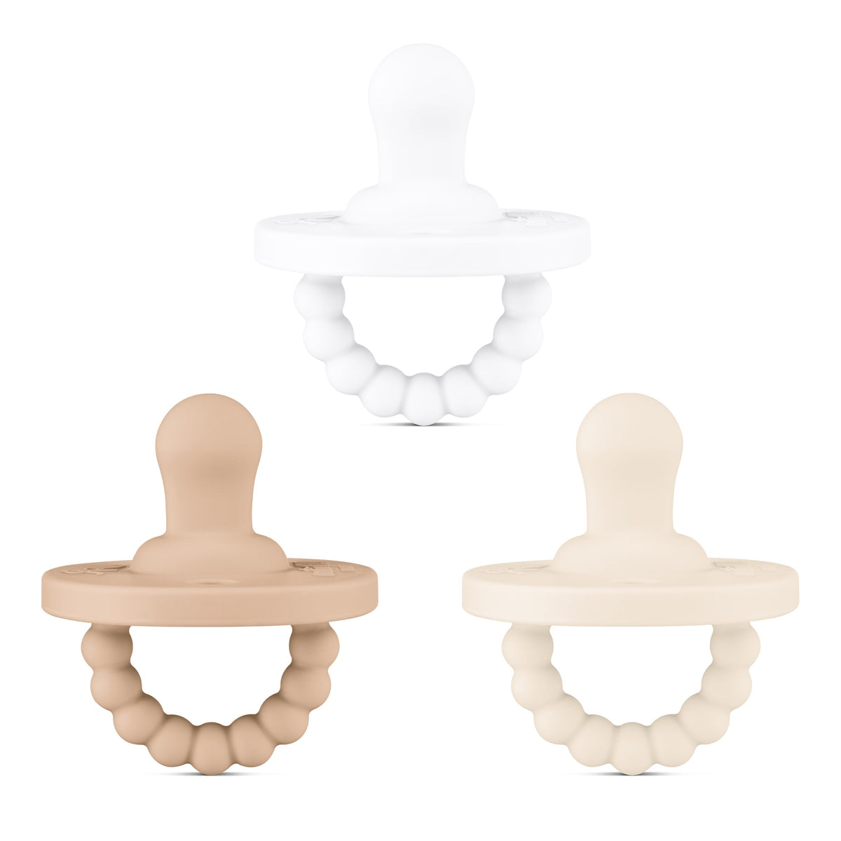 Ryan & Rose Cutie PAT 3 Pack Baby Pacifiers Teether Teething Ring Binky (Canvas, Round Original)