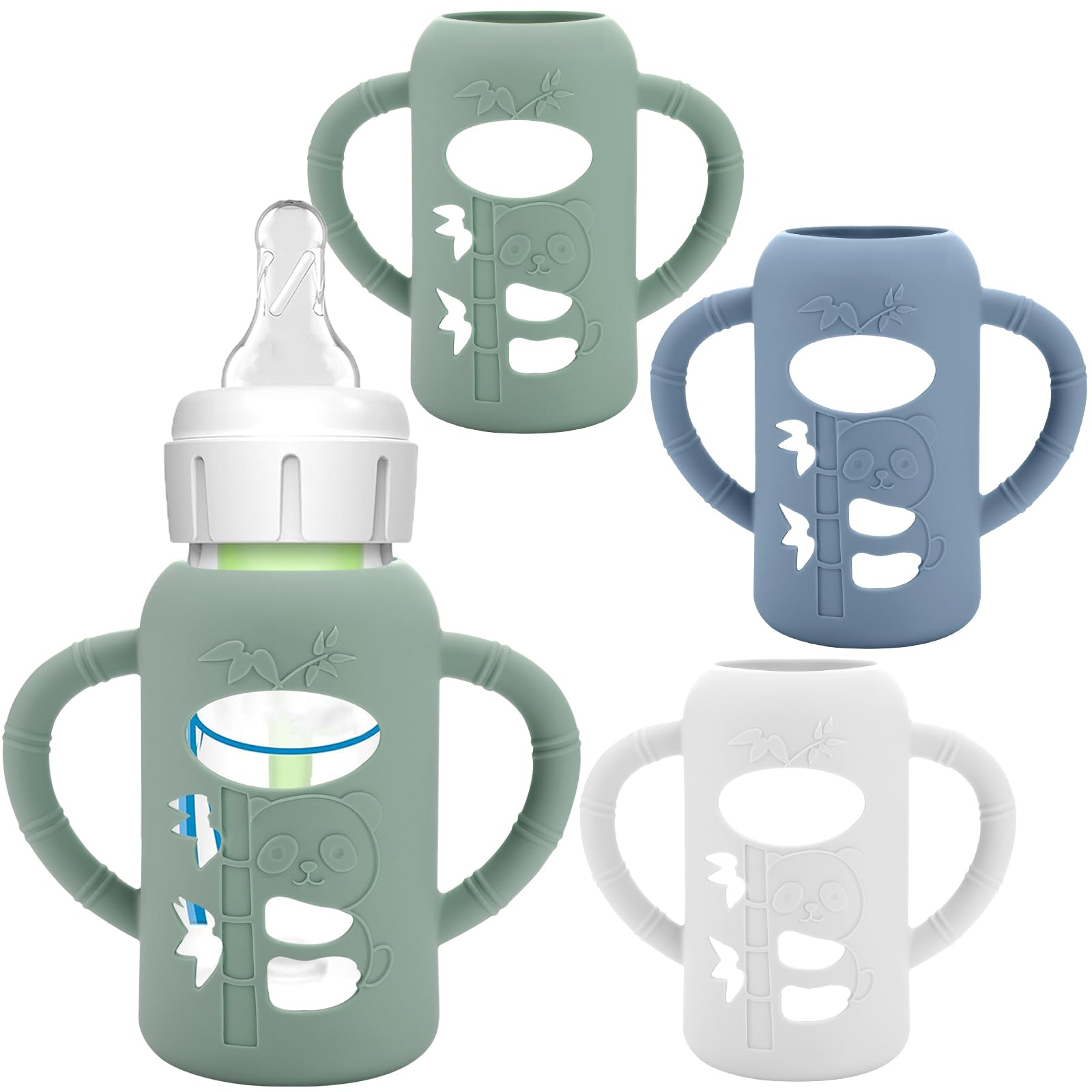 BUSOHA 3 Pack Silicone Sleeves for Dr Brown Glass Narrow Baby Bottle