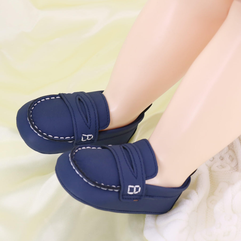 LONSOEN Baby Boys Girls Loafers Formal Dress Shoes,233 Navy Blue 6-12M