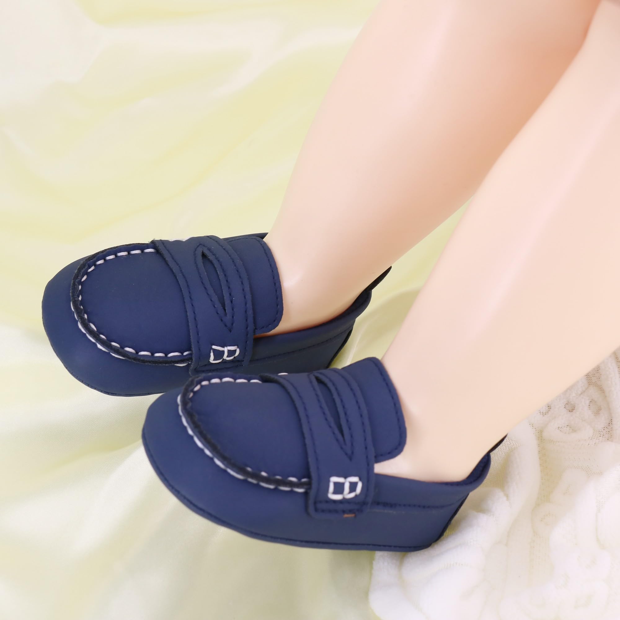 LONSOEN Baby Boys Girls Loafers Formal Dress Shoes,233 Navy Blue 6-12M