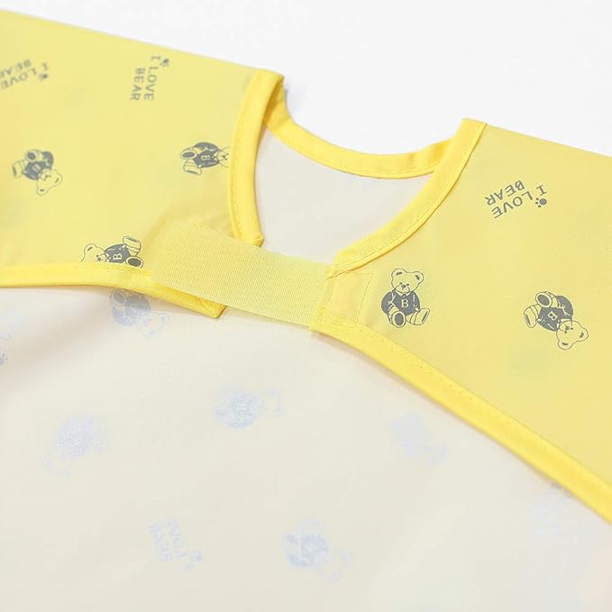Short Sleeve Waterproof Bib for Toddlers – Feeding Apron for Mealtime, Daycare, Self-Feeding & Messy Play, Baby Bib