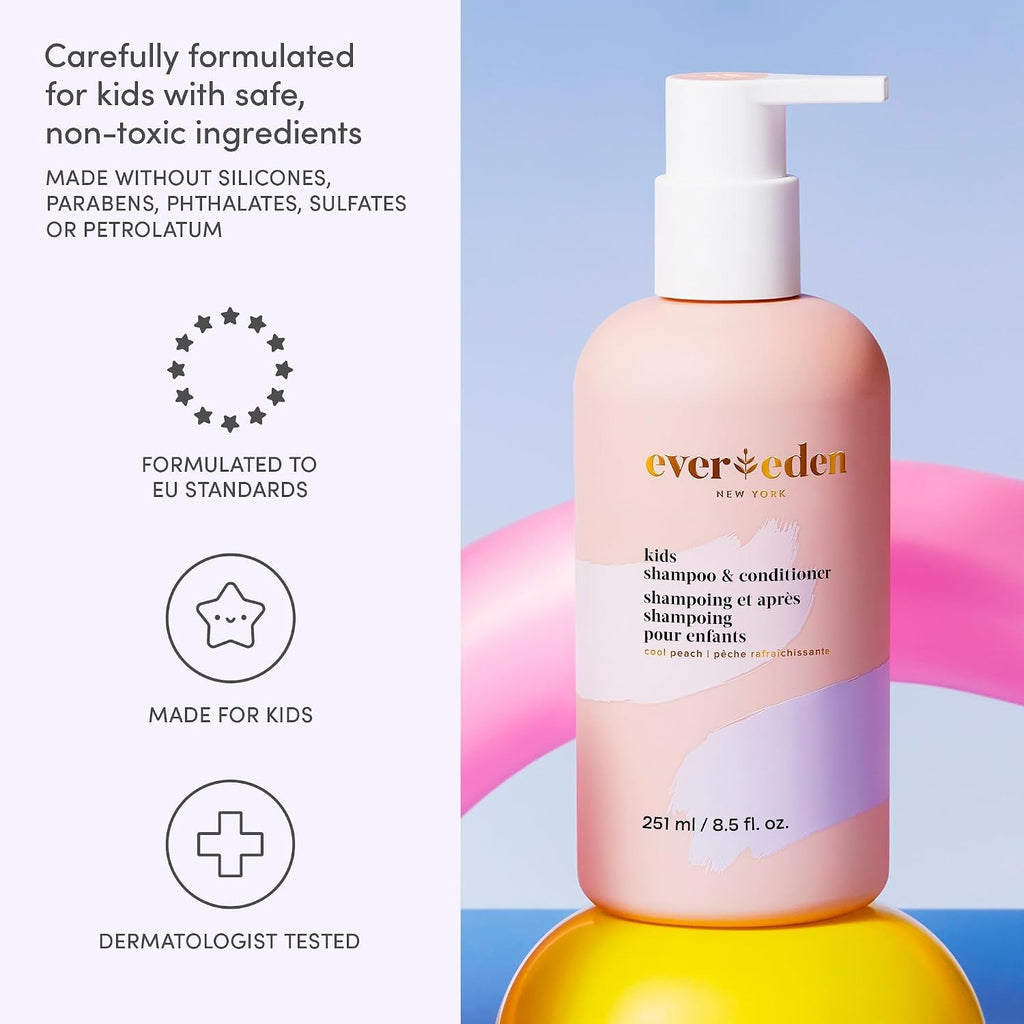 Evereden Kids 2-in-1 Shampoo & Conditioner, Dermatologist-Tested, Ages 3+