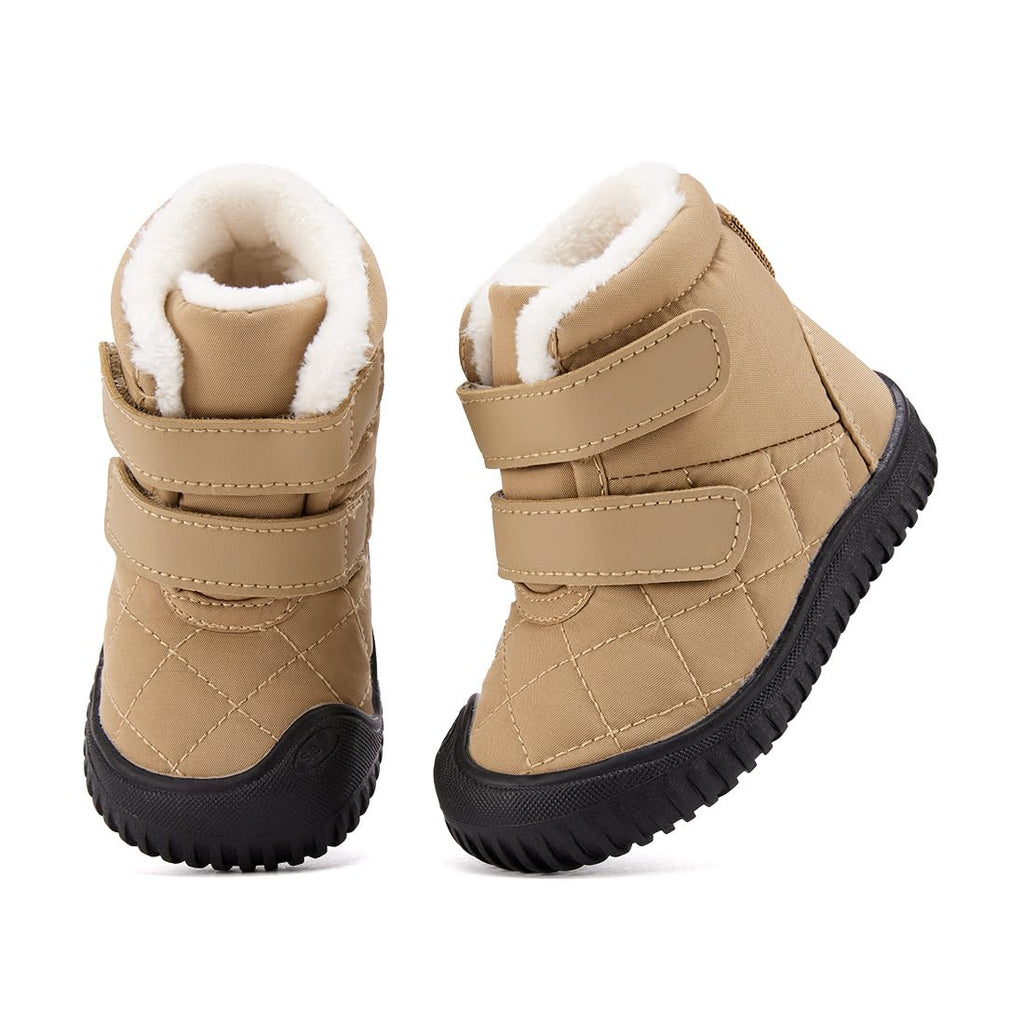 BMCiTYBM Baby Snow Boots Boys Girls Winter Two Strap Easy On Infant Shoes Non Slip 6 9 12 18 24 Months Faux Fur Brown Size 18-24 Months Toddler