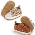 eitwo 2Pairs Baby Shoes,Boys Girls Non-Slip Rubber Sole Sneakers,Unisex Infant Soft Lightweight First Walking Crib Shoes (2Pairs_Brown+Leopard,6-12 Months)
