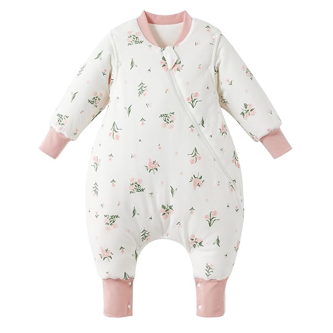 Duomiaomiao 3.5 TOG Toddler Sleep Sack 3-4T 100% Cotton Winter Side Open Zipper Baby Sleep Sack with Feet, Warm Toddler Wearable Blanket