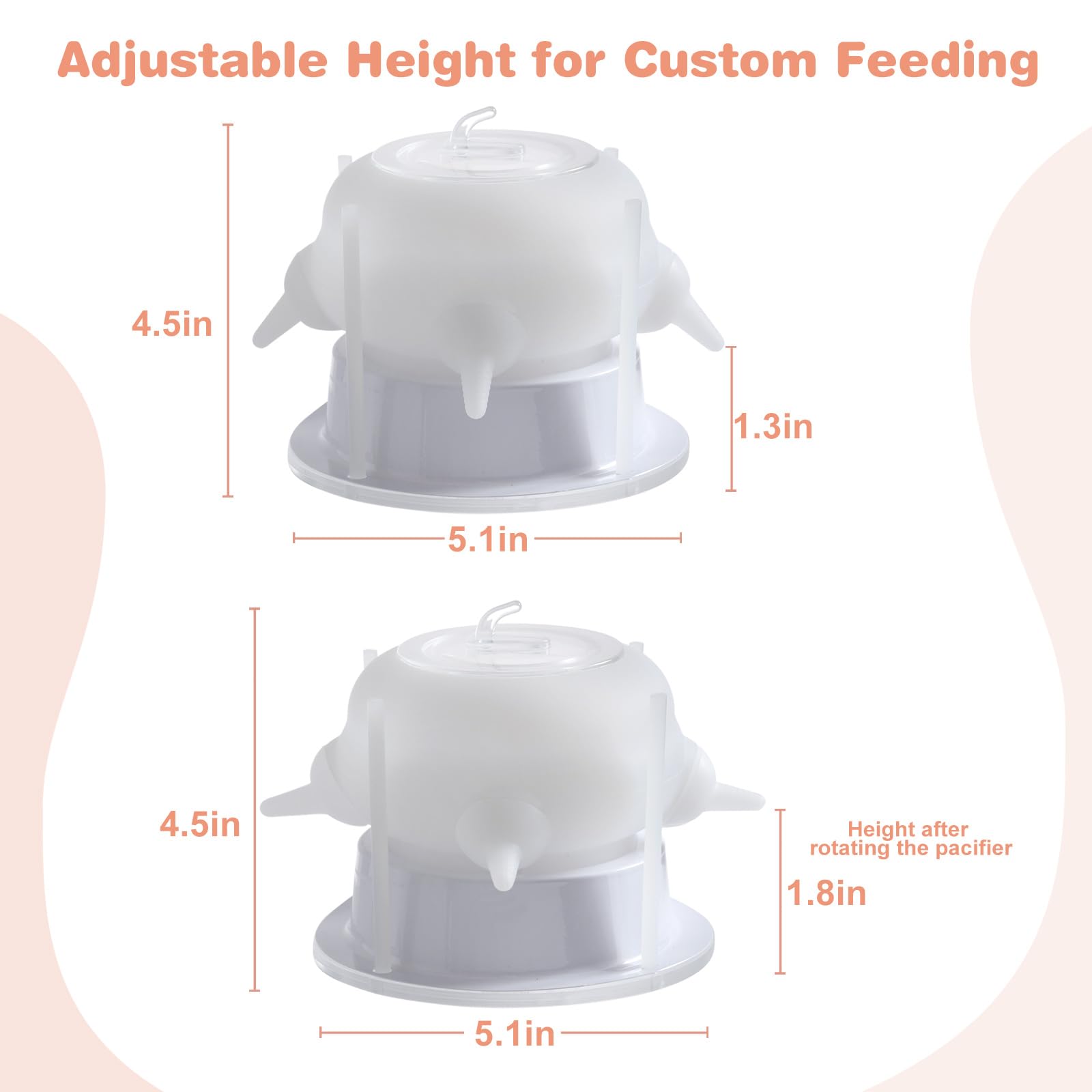 Elevonix Nursing Nipple for Kittens, Nursing Nipple with 4 Adjustable Detachable Nipples – Perfect Replacement for Nursing Bottles, Puppy Feeder for Newborn Kittens & Puppies, 200ml Capacity(White)