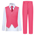 Lycody Boys Suit Vest Set Formal Dress Suits Wedding Outfit, Hot Pink, 5T
