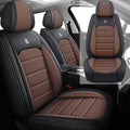 LEYPOCO Leather Seat Cover for Ford Edge 2010-2026,Waterproof Soft Seat Covers,Interior Accessories Seat Covers Cushion Vehicle Protector Airbag Compatible(Black&Coffee,2PCS Front)