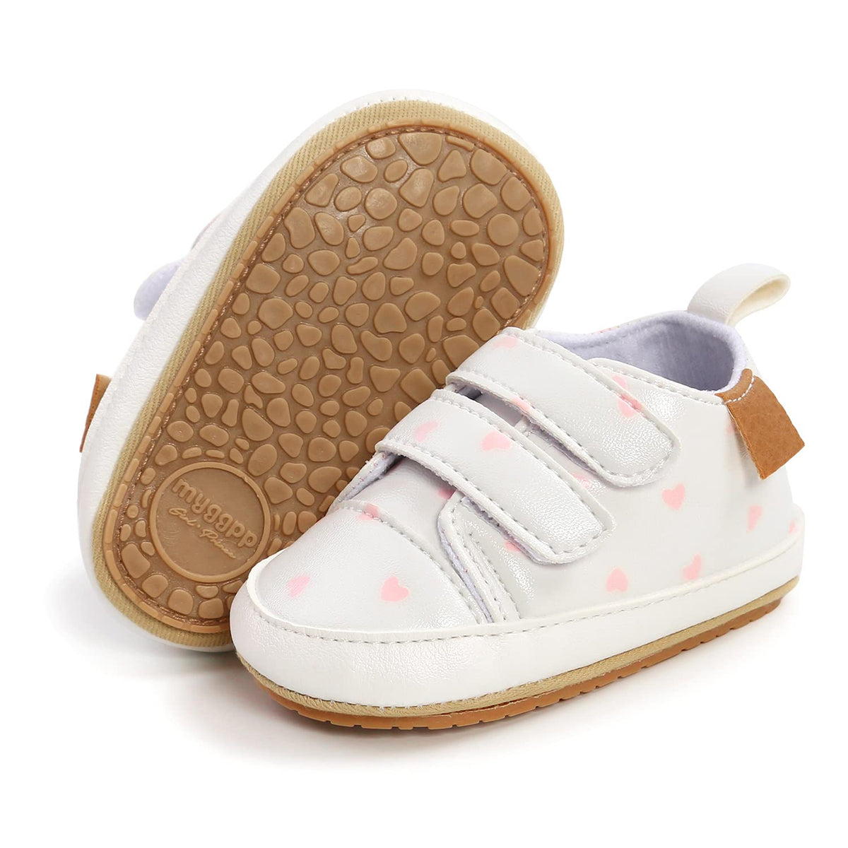Clowora Baby Boys Girls Shoes Non-Slip Rubber Sole Sneakers Infant First Walking Toddler Crib Shoes Newborn Loafers Flats. (0611/White,0-6 Months)