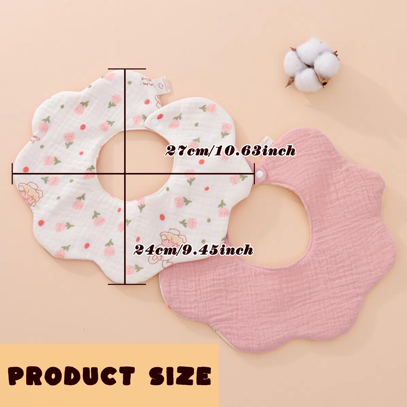 DOSMINE Organic Cotton Muslin Baby Bibs Waterproof Reversible Drool Bibs