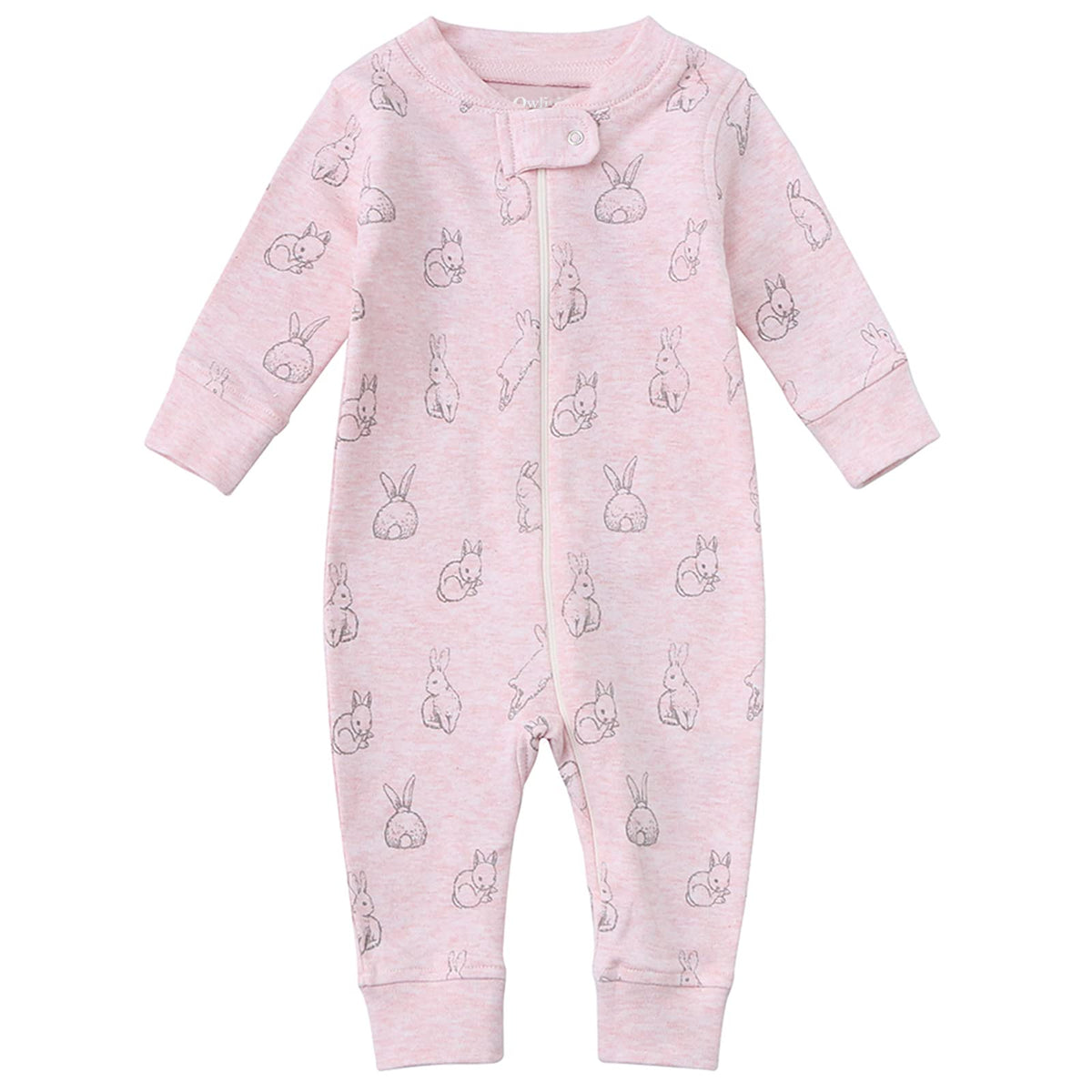 Owlivia Organic Cotton Baby Boy Girl Zip up Sleep N Play, Footless, Long Sleeve(12-18 Months, Feather Mauve)