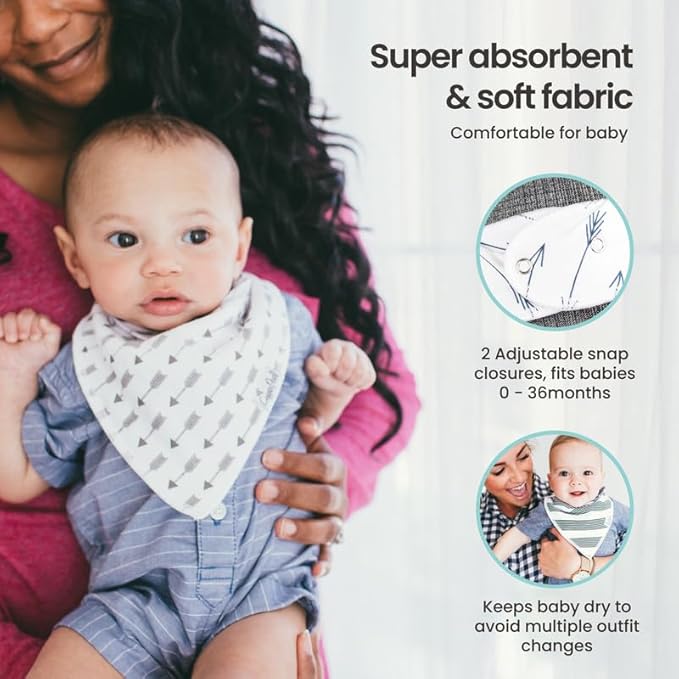 Copper Pearl 4 Pack Soft Cotton Baby Bibs for Drooling and Teething, Absorbent Drool Bibs for Baby Girl and Boy, Adjustable to Fit Newborns to Toddlers, Tons of Styles (Westyn)