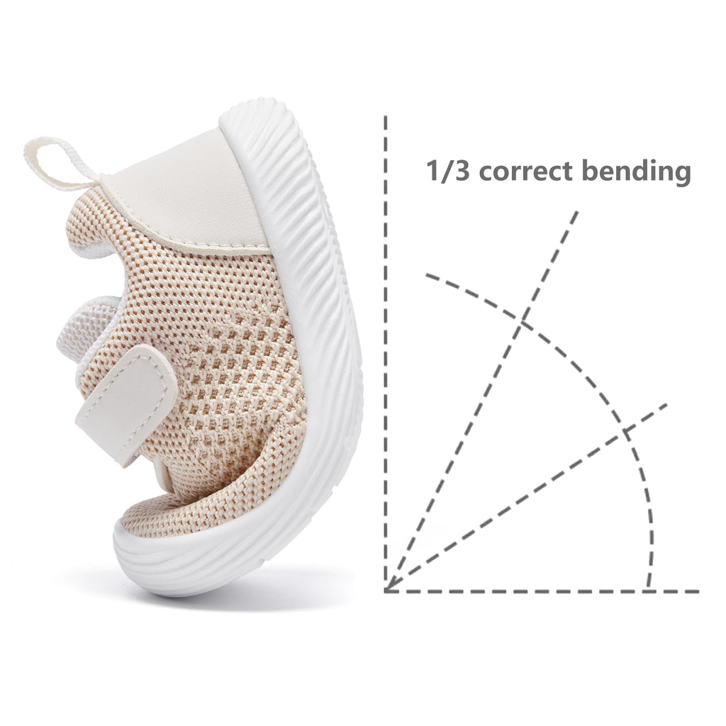 MORENDL Toddler Sneakers Baby Boys & Girls Barefoot Shoes Lightweight Breathable Walking Running Tennis Athletic Sport Shoes Khaki Size 12