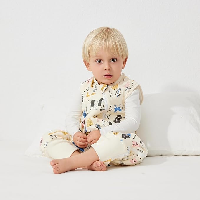 Duomiaomiao 2.5 TOG Toddler Sleep Sack 12-24 Months 100% Cotton Winter Side Open Zipper Baby Sleep Sack with Feet, Warm Toddler Wearable Blanket