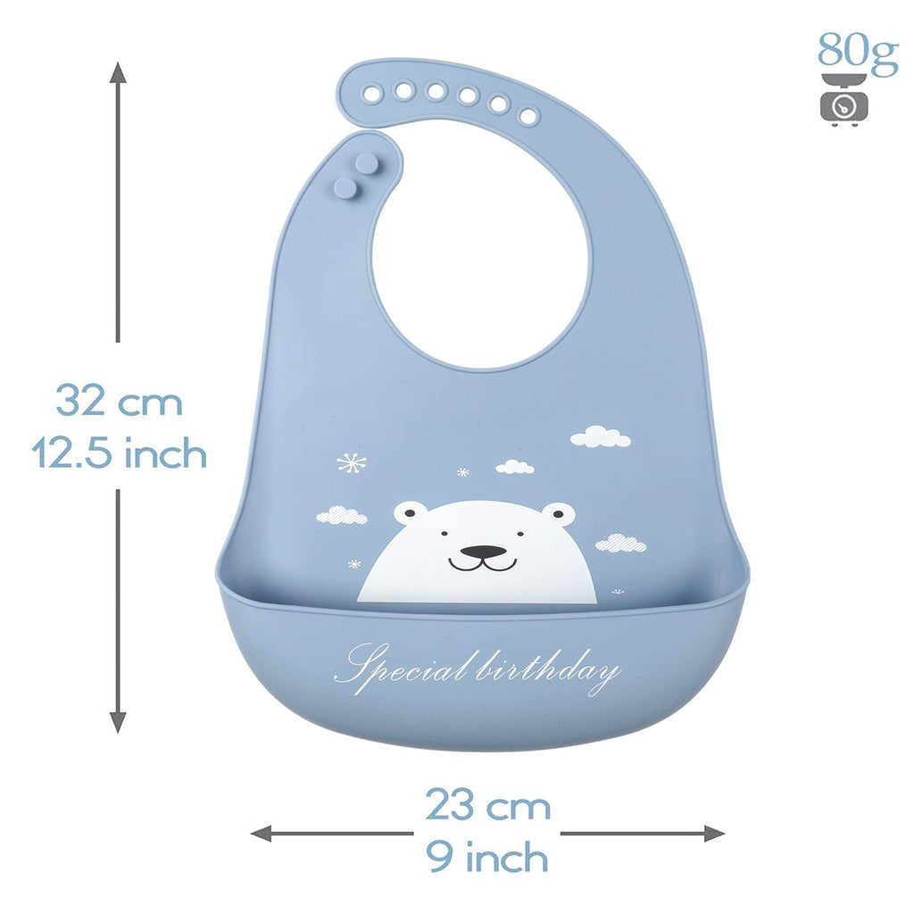 YINGJEE Silicone Bibs for Babies - 3 Pcs Adjustable, Waterproof with Feeding Bibs (Color 08)