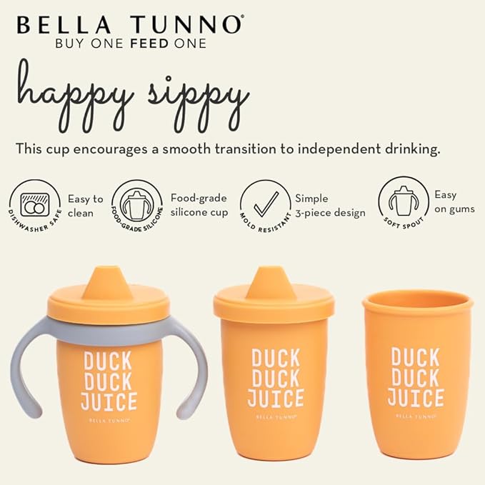 Bella Tunno Sippy Cup, Silicone Training Cup with Transition Handles for Infants, Toddlers & Kids, Babies 6-12 Months & Toddlers 1-3 Years, Boys & Girls I'll Drink to That, 8 oz