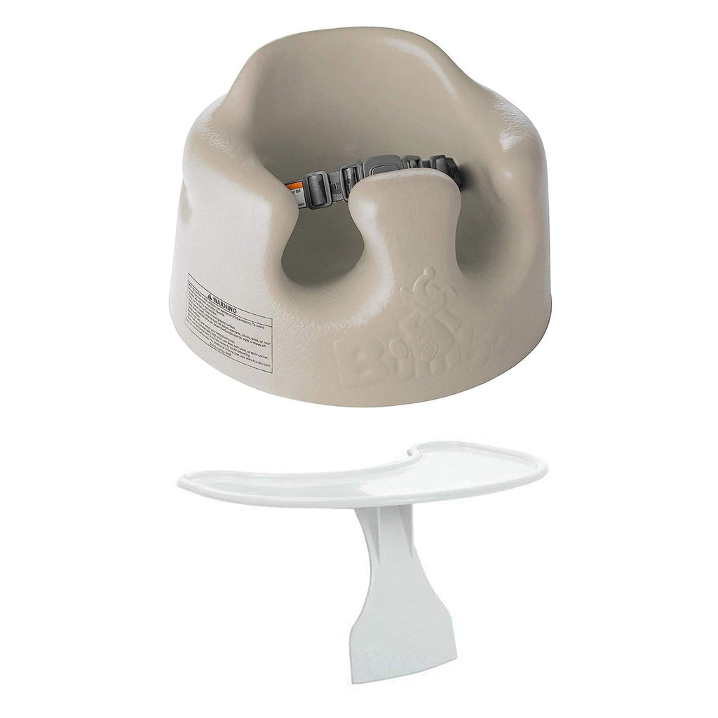 Bumbo Baby Floor Seat, Sit Up Activity & Eating Chair with Tray, Taupe