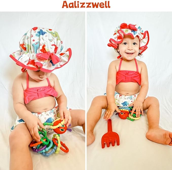 Aalizzwell Baby Girl 2-Piece Bikini Swimsuit with Hat