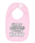 Wild Bobby Kind of Chunky Extra Hunky Humor Infant Premium Jersey Baby Bib for Girls Boys, Light Pink, One Size
