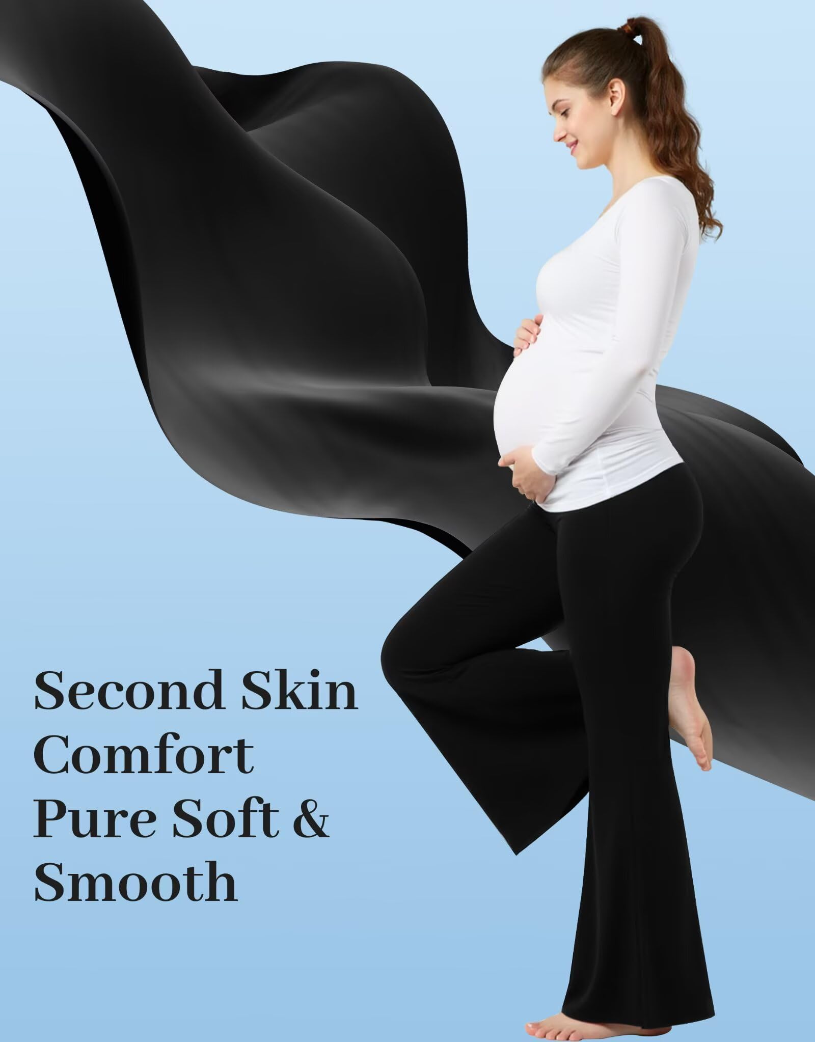 Fotociti Maternity Flare Leggings with Pockets, Women Pregnancy Yoga Pants