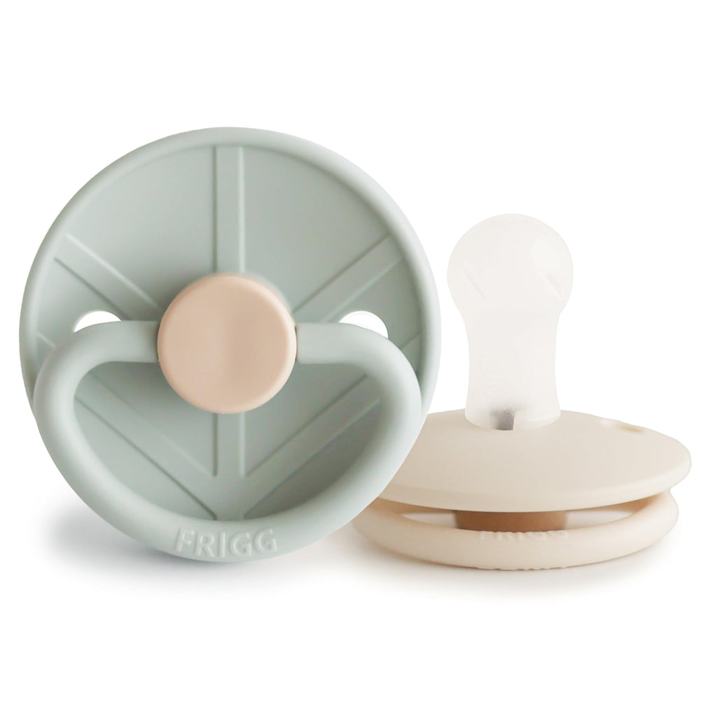 FRIGG Little Viking SilkySoft Silicone Baby Pacifier 2-Pack | Made in Denmark | BPA-Free (Sage/Cream, 0-6 Months)