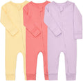 Aablexema Baby Cotton Fooltess Pajamas with Mitten, 3-pack Infant Romper Zip Up One Piece Jumpsuits Outfit