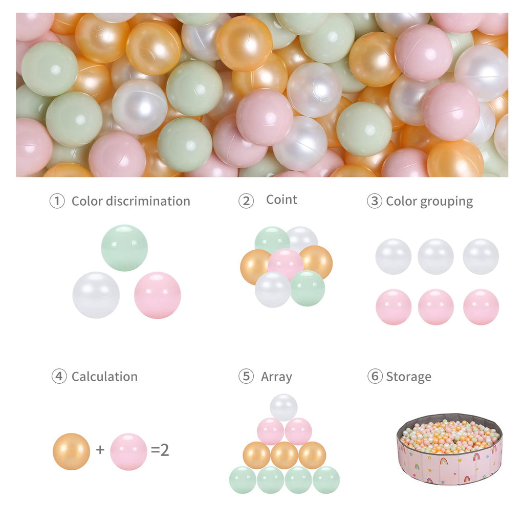 GOGOSO Ball Pits Balls Toddlers 50 100 200 500 Plastics Shape Ball Non-Phthalate Non-BPA Non-Toxic 2.2-Inch Crush Proof Play Balls,Daisy Colors, 500 Balls