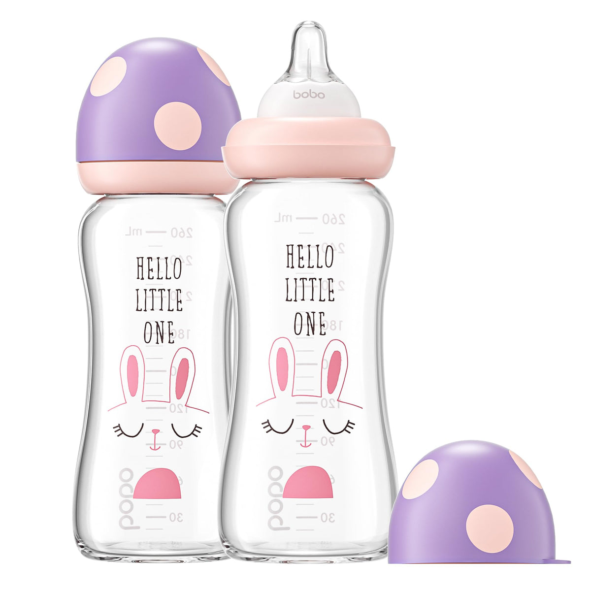 YOHKOH Natural Glass Baby Bottles, 8.8oz Red-A 4‑Pack