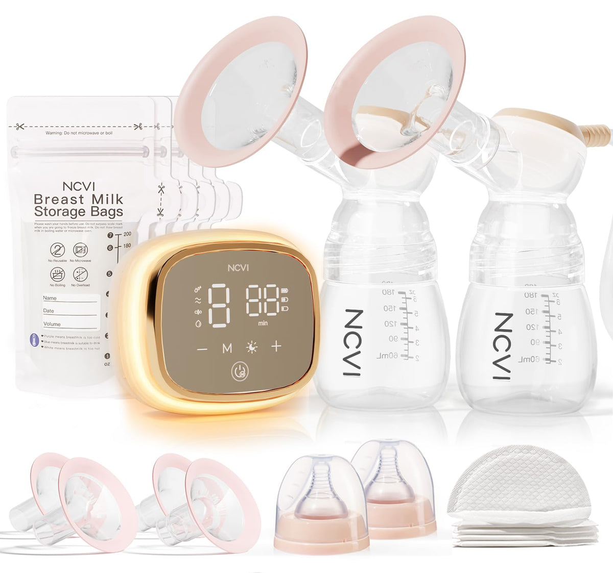 NCVI Electric Breast Pump 8782, Portable Hospital-Grade Double Pump