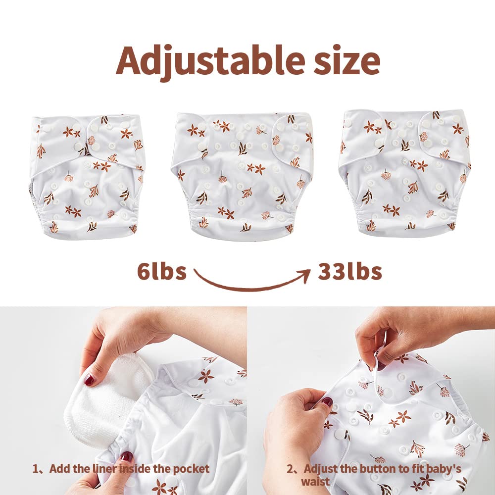 HappyFlute 9 Sets Newborn Baby Cloth Pocket Diapers Adjustable Reusable