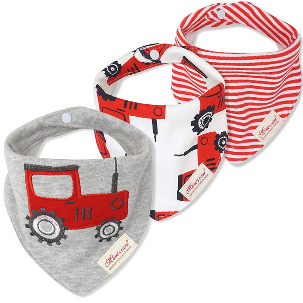 JN&LULU 3 Pack Newborn Baby Bibs Bandana Drool Bibs for Drooling Cotton Baby Gifts (Pink Rabbit)