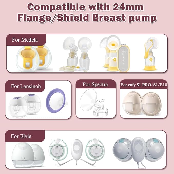 Flange Insert 18mm 6pcs Compatible with Momcozy M5/M9/M6/S12 Pro/V1 Pro/V2 Pro,for Spectra/Medela/MomMed/eufy/Lansinoh/Elvie Breast Pump, Fit for 24mm Flange/Shield of Most Pumps, Breastfeeding Parts