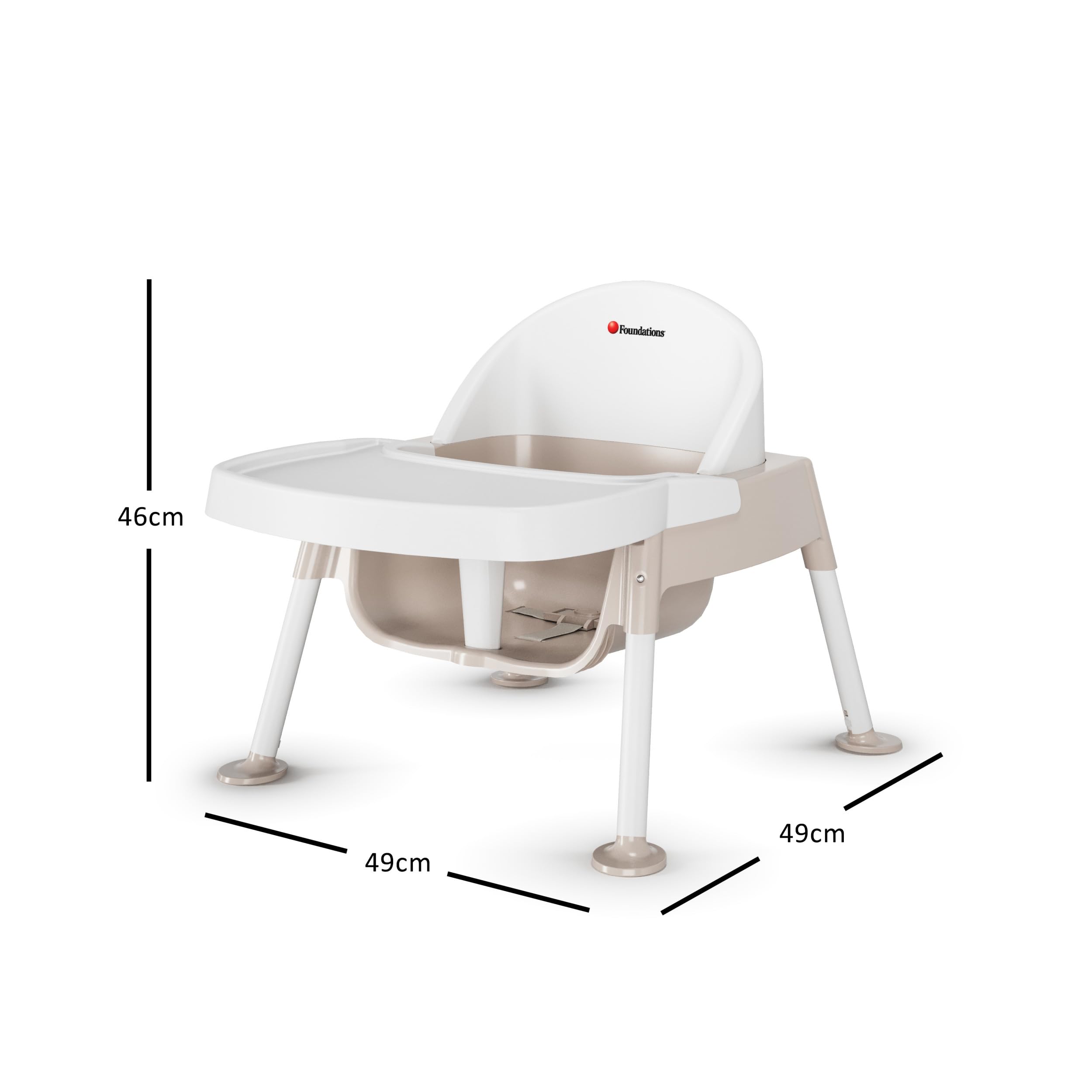 Foundations Secure Sitter 5" Feeding Chair Highchair, White/Tan