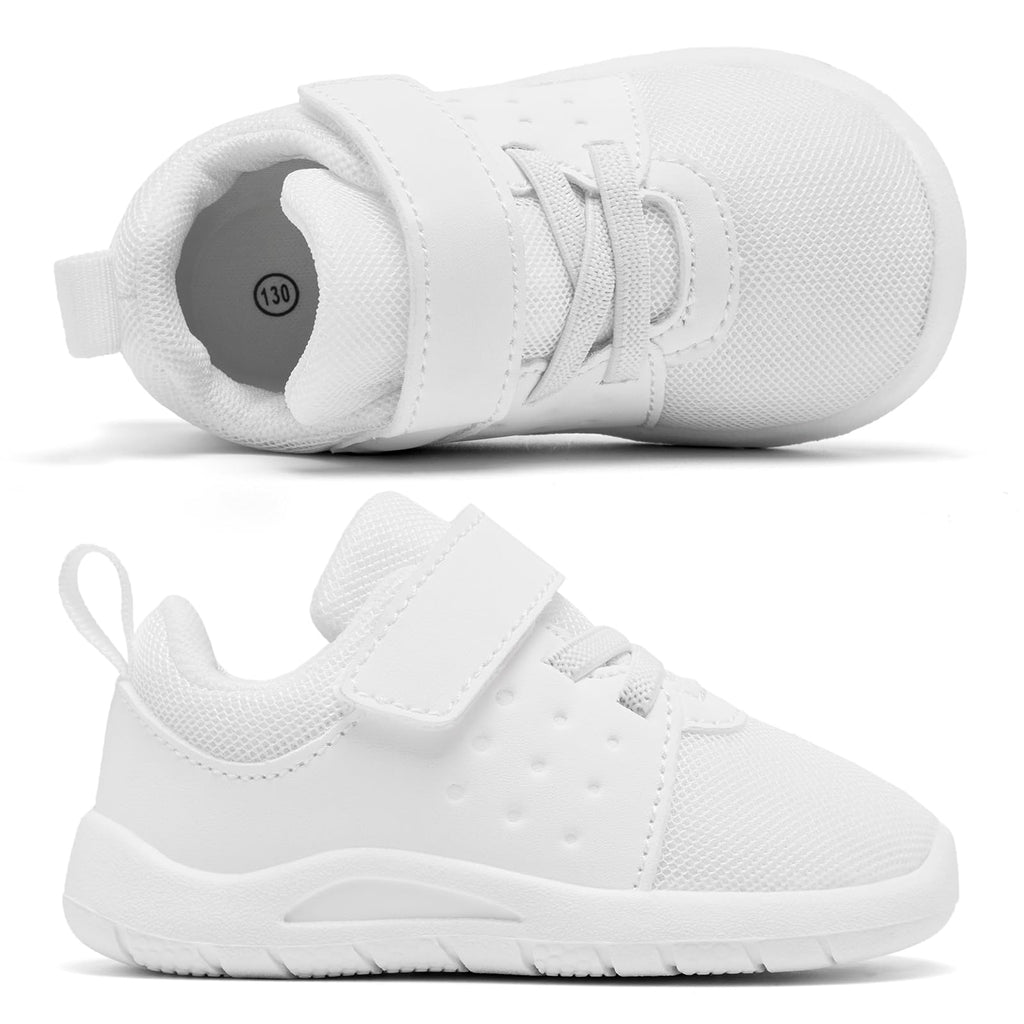 MORENDL Toddler Baby Shoes 0-4 Years Boy Girl Lightweight Breathable Non-Slip Sports Sneakers Running Walking Tennis Barefoot Shoes White 9-12Months