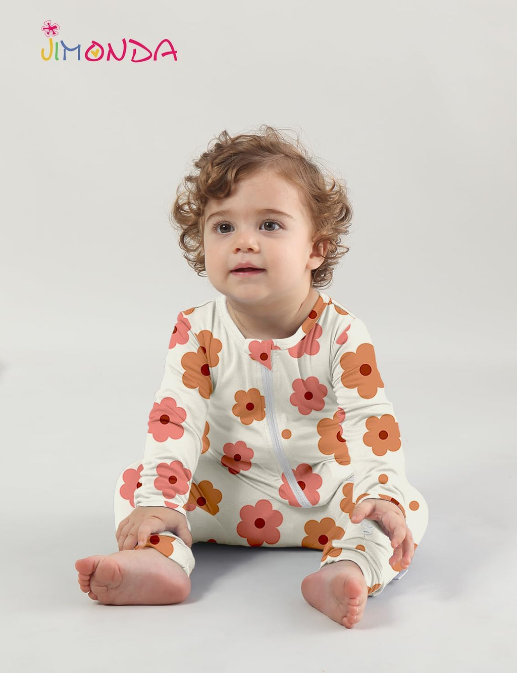 Jimonda Baby Girl Boys Bamboo Rayon Pajamas,Footless Pjs(Flow&Rose&Pink,18-24M)