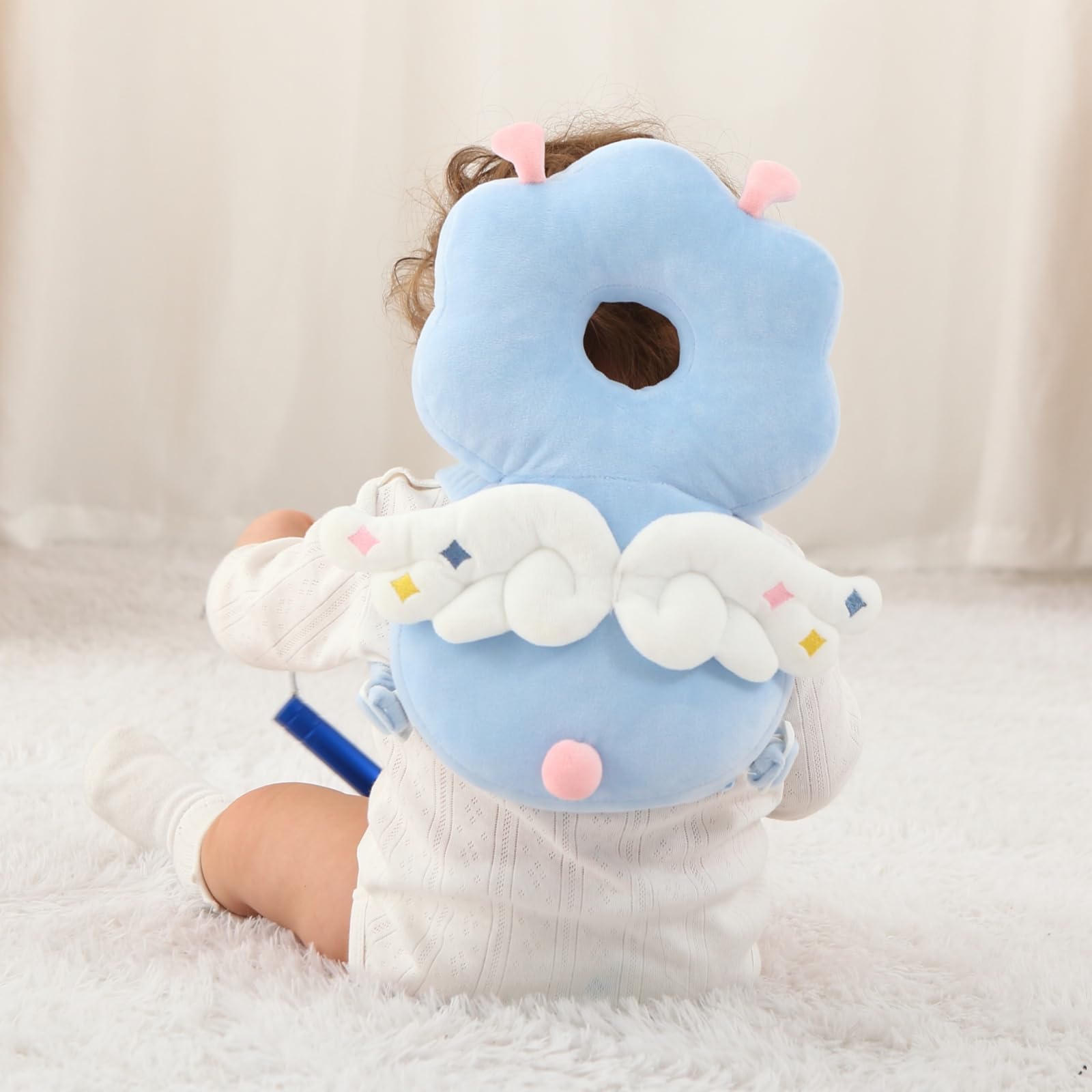 HGTC Baby Head Protector Backpack -Soft & Lightweight Pads - Prevents Bebes Backward Fall Elf Plush Stuffed
