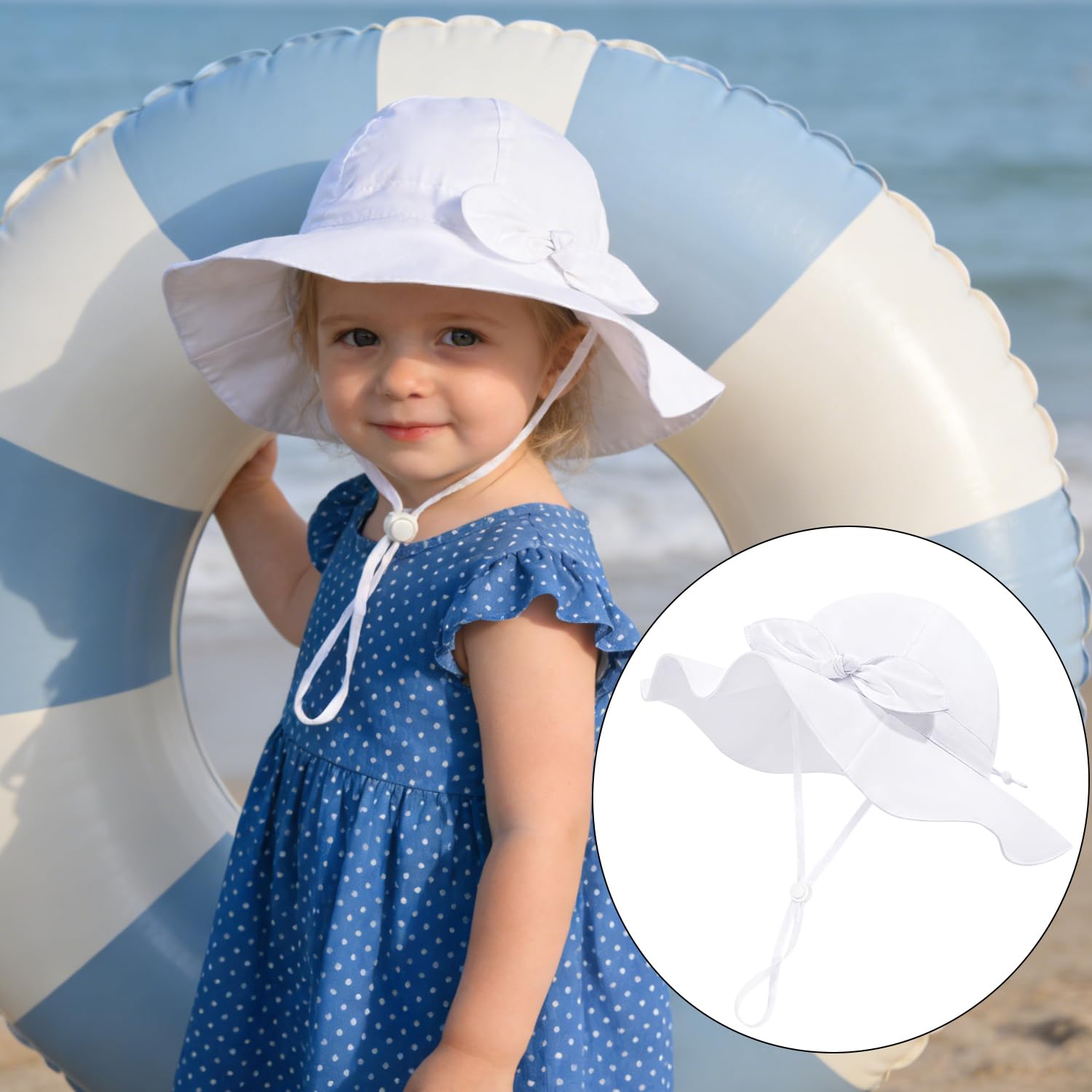 Baby Girl Sun Hat Kids Summer Beach Wide Brim Hats Toddler Bucket Hat 6-24M