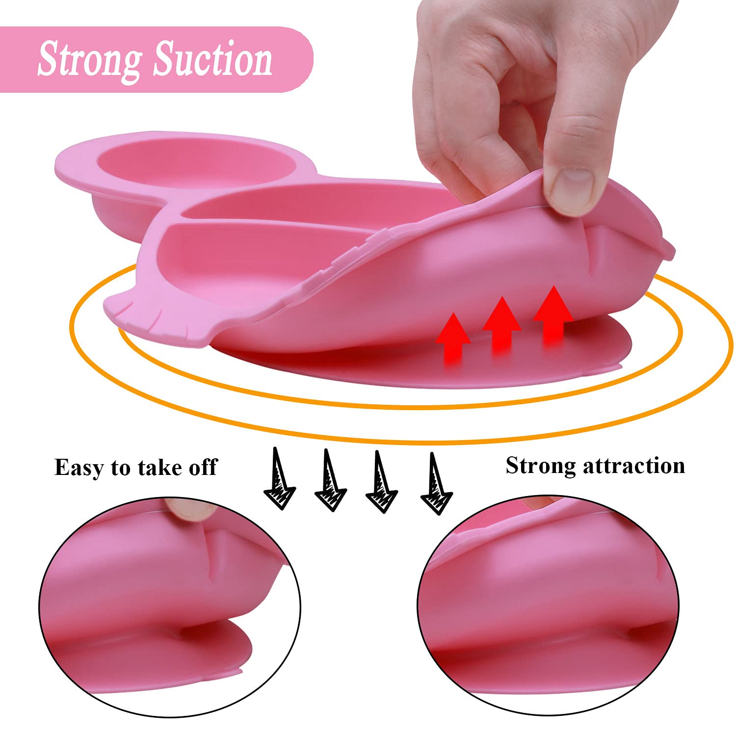 NICINGU Baby Feeding Utensils Sets with Spoon and Forks 6 Pcs/Set Divided Silicone Suction Plates for Toddler Kids,Baby Feeding Dish BPA Free Microwave Dishwasher Safe-Green Pink Tortoise Sets