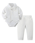 DISAUR Baby Boy Suspender Outfit Baby Formal Outfit Boy Long Sleeve Infant White Shirt White Vest Pants Bow Tie 6 9 Months