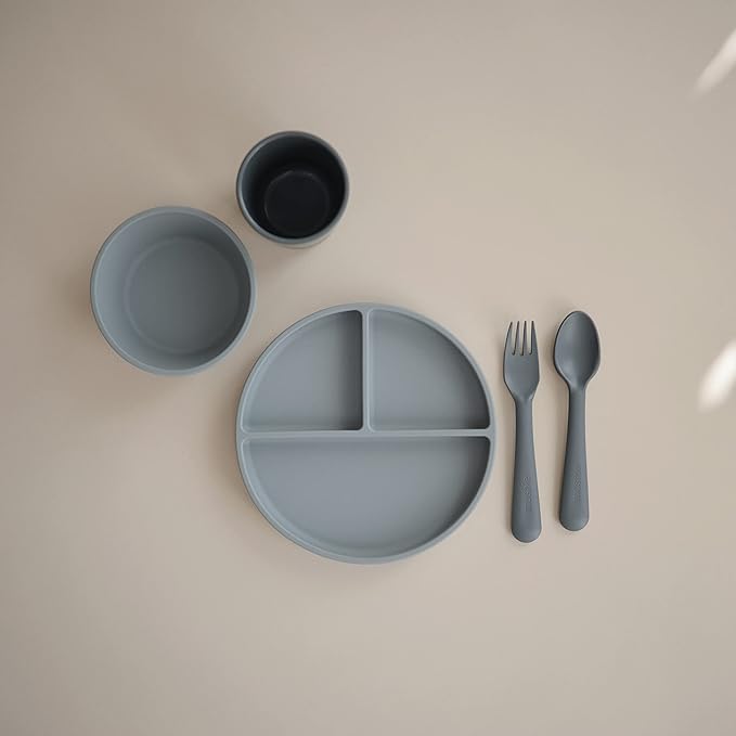 mushie Silicone Suction Bowl | BPA-Free Non-Slip Design (Stone)
