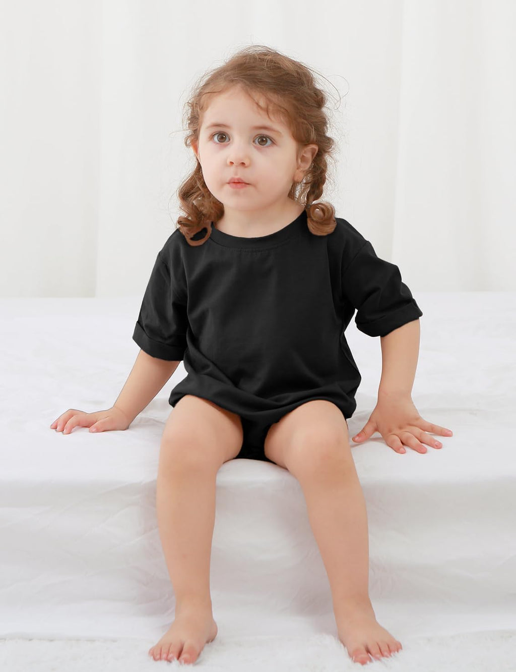 Jimonda Baby Bubble Rompers Boy Girl Cotton Shirt Clothes（Blue Black，12-18M）