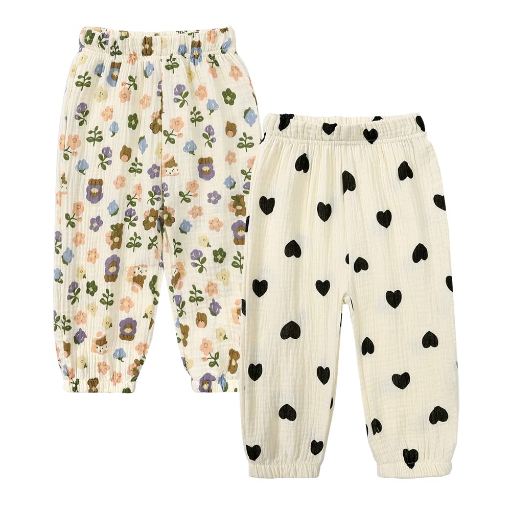 MYGBCPJS Baby Boys Girls 3 Pack Cotton Linen Long Bloomers Ankle Length Trousers Kids Lightweight Elastic Waist Harem Pants