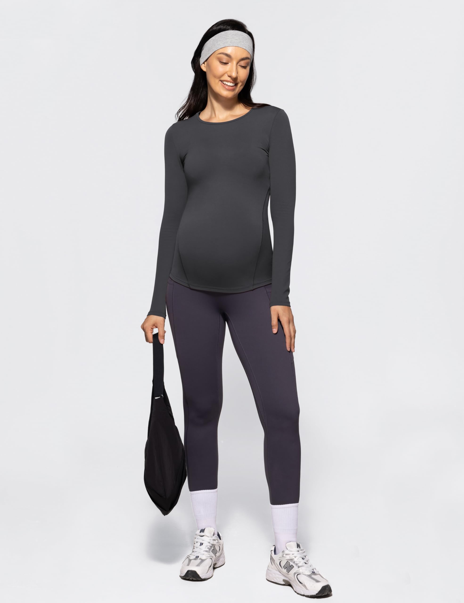 POSHDIVAH Maternity Crew Neck T Shirts for Women Gray Large
