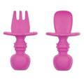 Bumkins Baby Utensils Set, Chewtensils Silicone Spoons for Dipping, Self-Feeding, Baby Led Weaning, Trainer Learning, First Stage Eating, Soft Practice Fork and Spoon, Babies 6 Months, Fuchsia