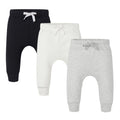 AIUI-HARNSBORN Baby 3 Pack Flexy Pants and Leggings, Baby Pants Infant Boys Girls Tapered Ankle Jogger Pant(3-6 Months, Black/White/Gray)