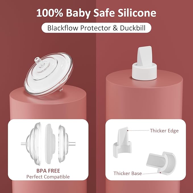 Pump Parts Compatible with Spectra S1/S2/9 Plus Breastpump, 4 Set Replacement Parts for Spectra Include 21mm Flange,Duckbill Valve,Backflow Protector,Tube,Bottle, Not Original Spectra S2 Accessories