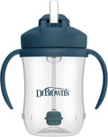 Dr. Brown's Milestones Baby's First Straw Cup, Training Cup with Weighted Straw, 9oz/270mL, Dark Blue, BPA Free, 6m+ (Pack of 12)