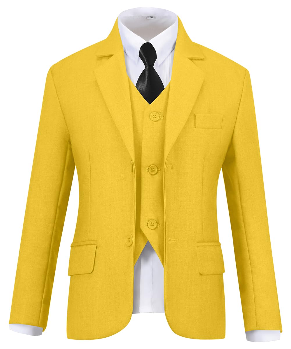 Suits for Boys Suit Set First Communion Dress Clothes Tuxedo Yellow Size 8