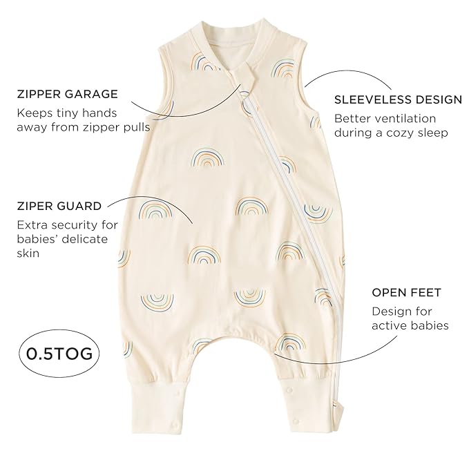 Duomiaomiao 0.5 TOG Toddler Sleep Sack 36-48 Months 100% Cotton Lightweight Baby Sleep Sack with Feet, Breathable Comfy Toddler Wearable Blanket